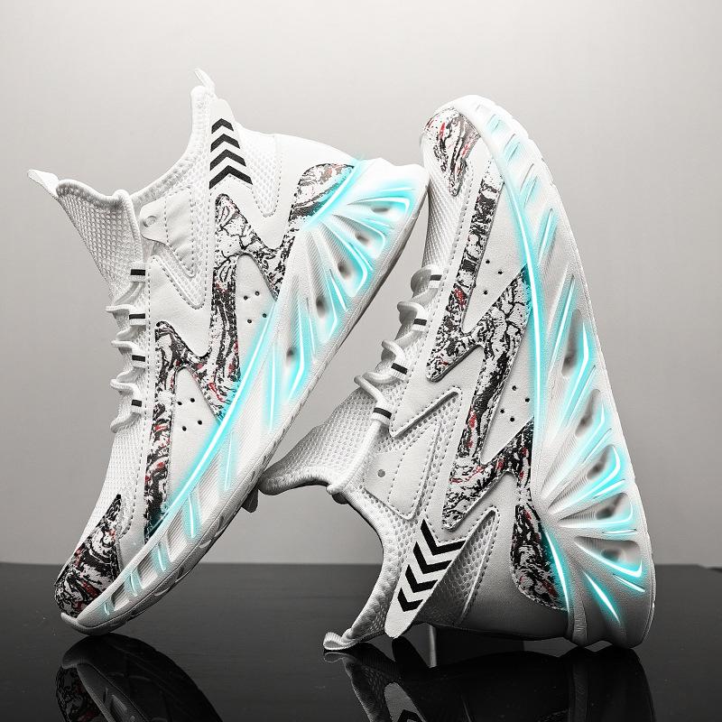 Plus Size Fashion High Top Sneakers Men's New Lightweight Breathable Trendy Running Shoes