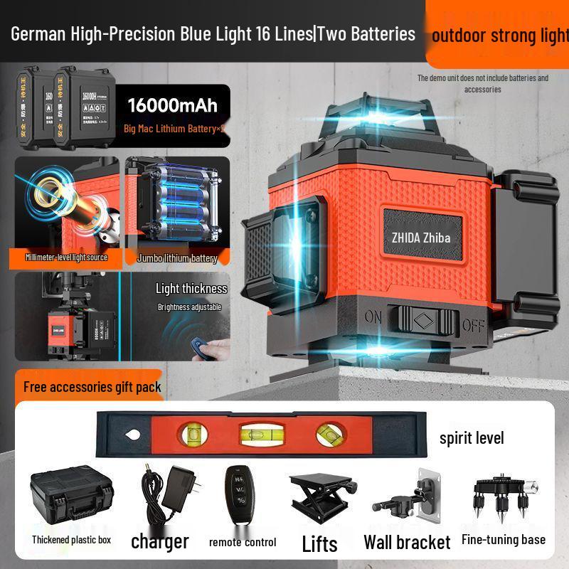 12-Line High Precision Green Laser Level - Outdoor Auto-Leveling with Strong Infrared Light