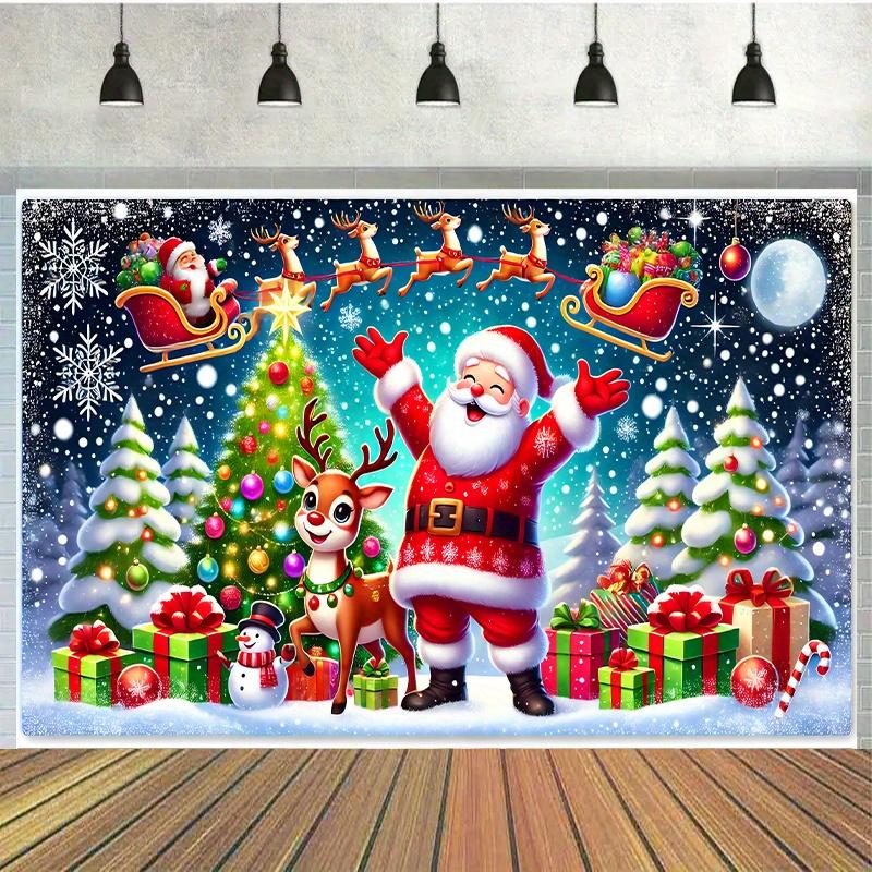 Santa Claus Background Cloth - Photography Background Suitable for Holiday Parties Birthdays and Outdoor Celebrations