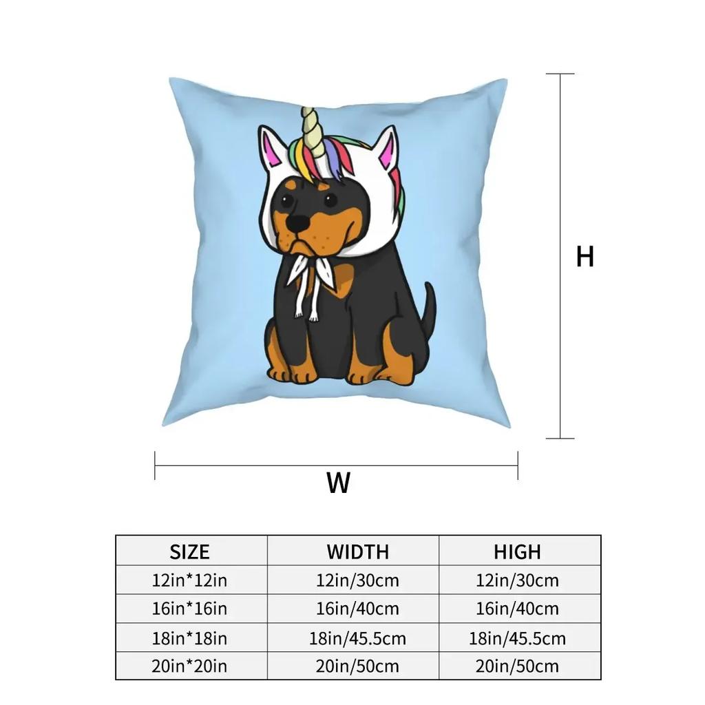 Funny Unicorn Rottweiler Dog Square Pillow Case Throw Pillow  Cushion Covers