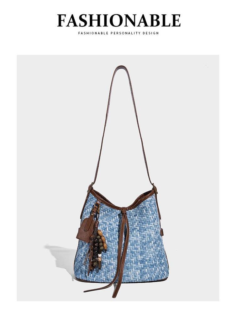 Women's 2025 Trendy Woven Bucket Bag - Large Capacity, Versatile Tote, Fashionable Crossbody/Single Shoulder Bag