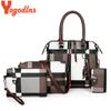Luxus-Handtaschen kariert Damen-Taschen Designer Quasten-Portemonnaies und Handtaschen Set 4 Teile Taschen Damen Feminina Reise-Tote