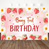 Mocsicka Berry First Birthday Photography Backdrop Pink Strawberry Daisy Background Sweet Party Newborn Cake Smash Photo Booth