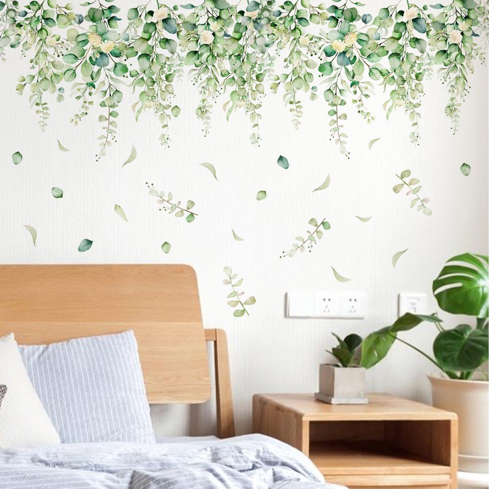 Green Plants Vines Wall Stickers Living Room Sofa Background Decoration Decals Bedroom Beautify Home Decor Self-adhesive Mural