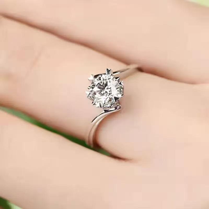 Dámský slitinový zásnubní a svatební prsten se šesti drápky a zirkonem – Elegantní pár styl