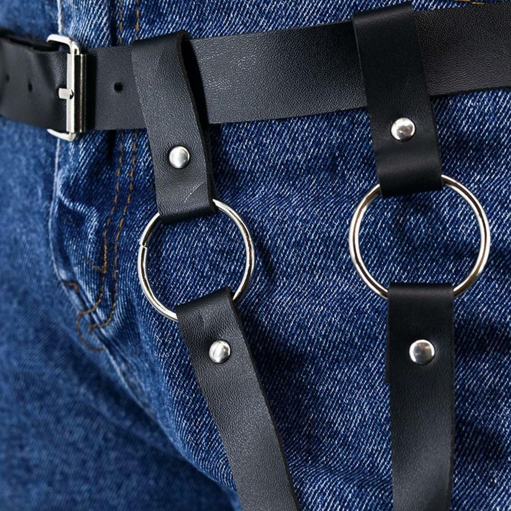 PU Leather Harness Waist Belt Punk Body Harness Belt Punk Hollow Belt for Pants  Waist Accessories