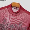 INCERUN Men Turtleneck Long Sleeve Mesh Sheer Transparent Fitted Party Clubwear T-shirts