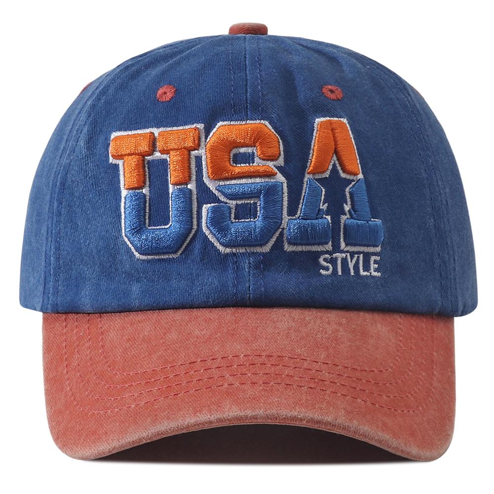 New Unisex USA Embroidered Letter Baseball Cap Washed Cotton Snapback Hat Hip Hop Outdoor Peaked Caps for Women Men Visor Hats
