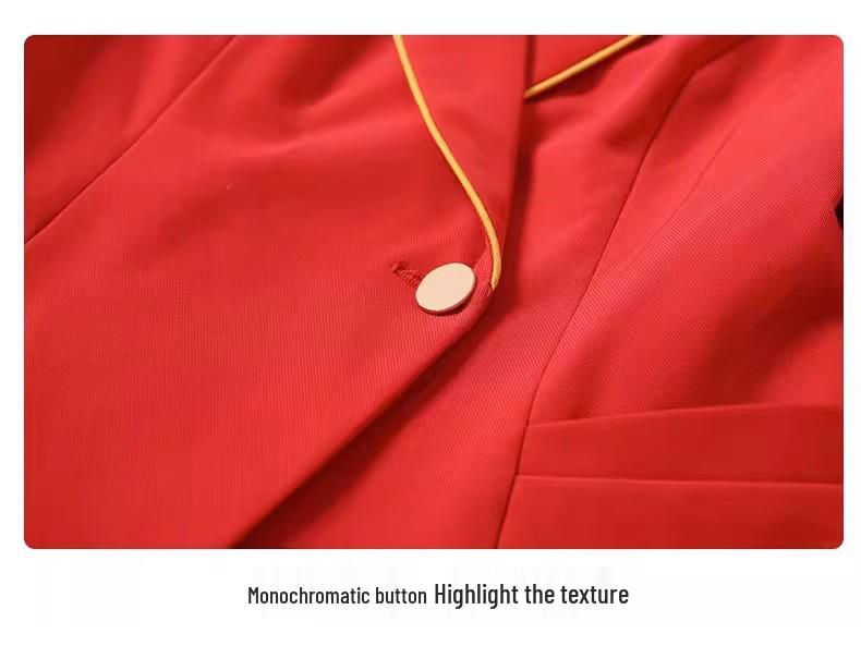 China Southern Airlines Flight Attendant Professional Suit: High-End Rose Red Vest and Dress Reception Uniform