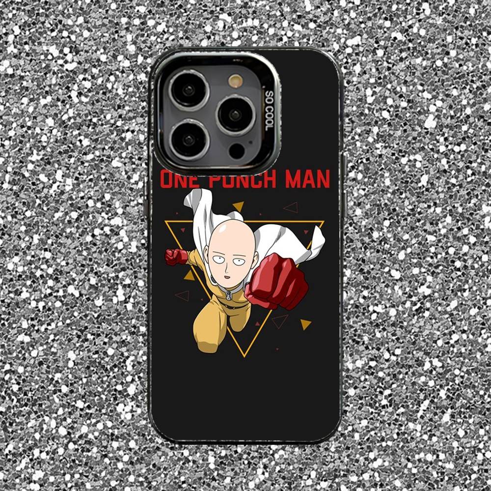 One P-Punch-Man Phone Case For iPhone 16,15,14,13,12,11,Pro,XS,Max,Plus,Mini,SE Black Candy Matte Shockproof Cover