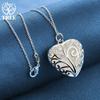 925 Sterling Silver 18 Inch Stereoscopic Heart AAA Zircon Pendant Necklace Jewelry
