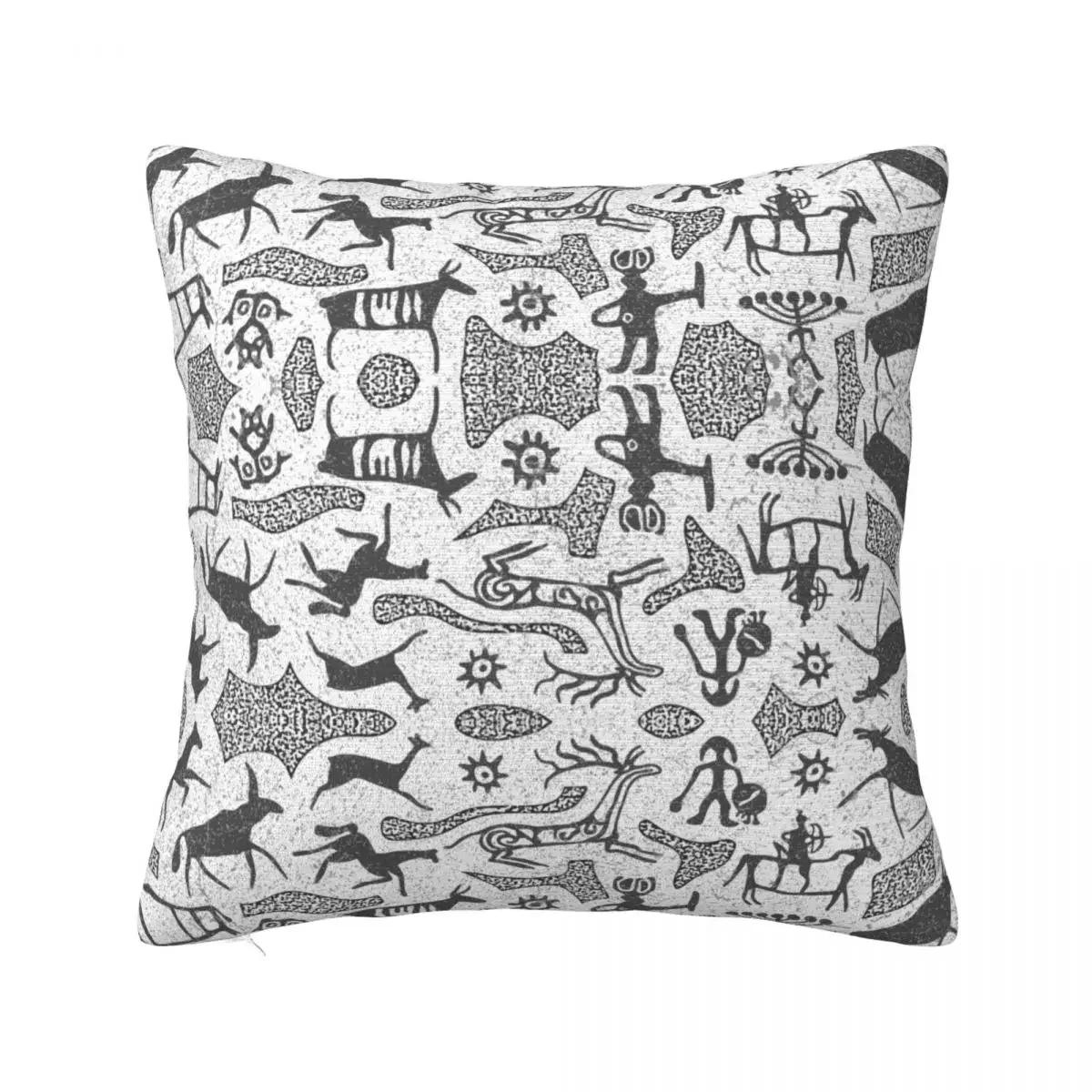 

Этническая панель Наскальные рисунки Наволочка Полиэстер Наволочка для подушки Украшение Наволочка для диванной подушки Чехол Домашний Квадратный 66x66cm бежевый