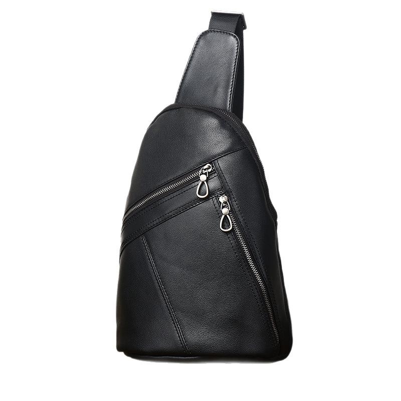 New Men's Leather Chest Bag, Large Capacity Crossbody Bag, Trendy and Versatile Outdoor Casual Retro Single Shoulder Men's Backpack