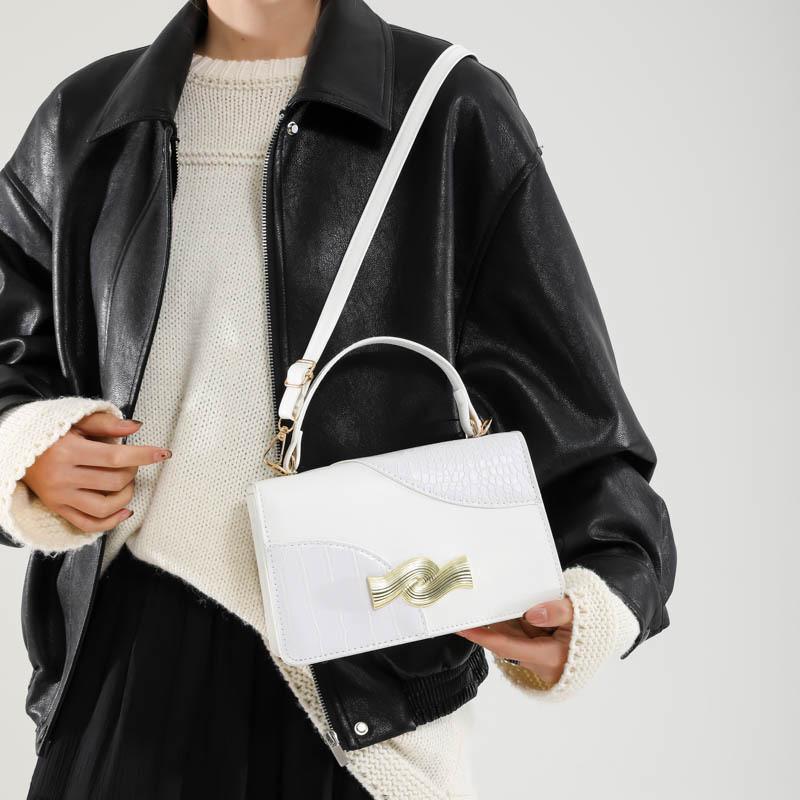 Elegant Pu Leather Mini Square Handbag For Women Charming Retro Shoulder Bag