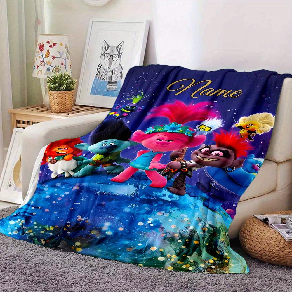 Trolls World Tour Blanket Soft And Cozy Custom Name Gift For All Holidays Home Decor Office Nap Outdoor Holiday Gift Playful Design Polyester Blanket