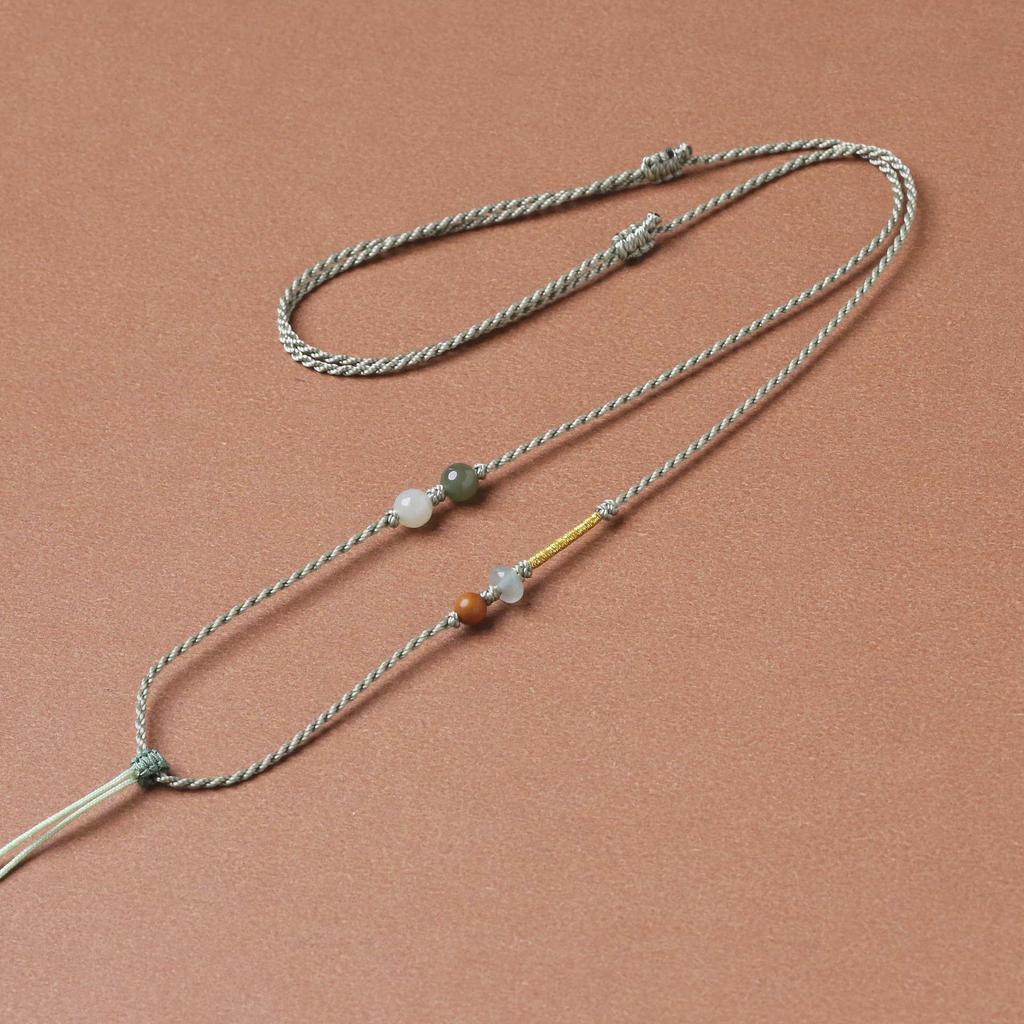 Handmade Hetian Jade Pendant Necklace Rope