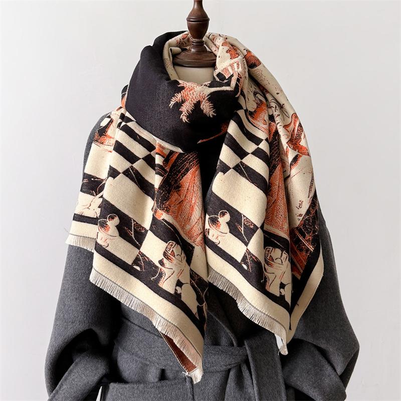 Fashion Print Cashmere Shawl Scarf Women Thick Winter Warm Blanket Hijab Foulard Neckerchief Luxury New  Echarpe Wraps