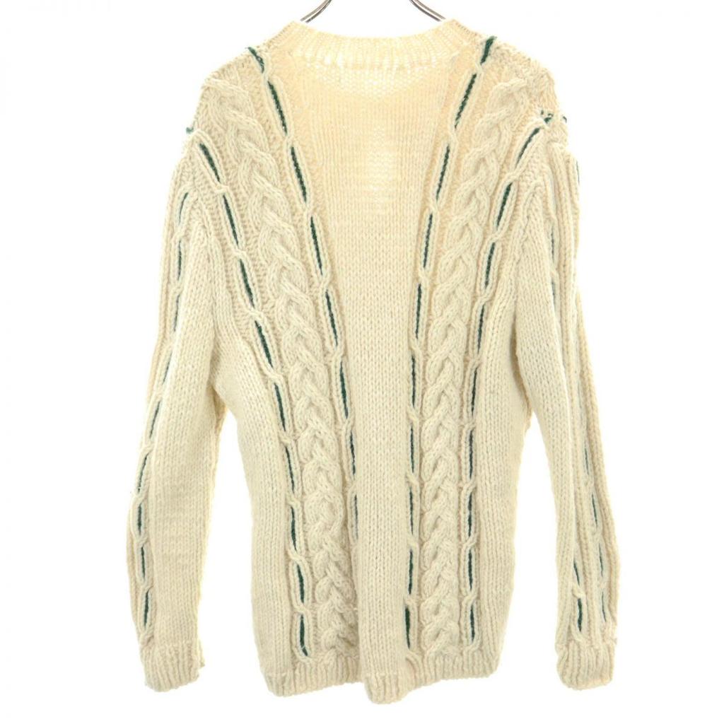 OLD 80s 90s Long Sleeve Cable Knit Cardigan Ivory System Men's Used
