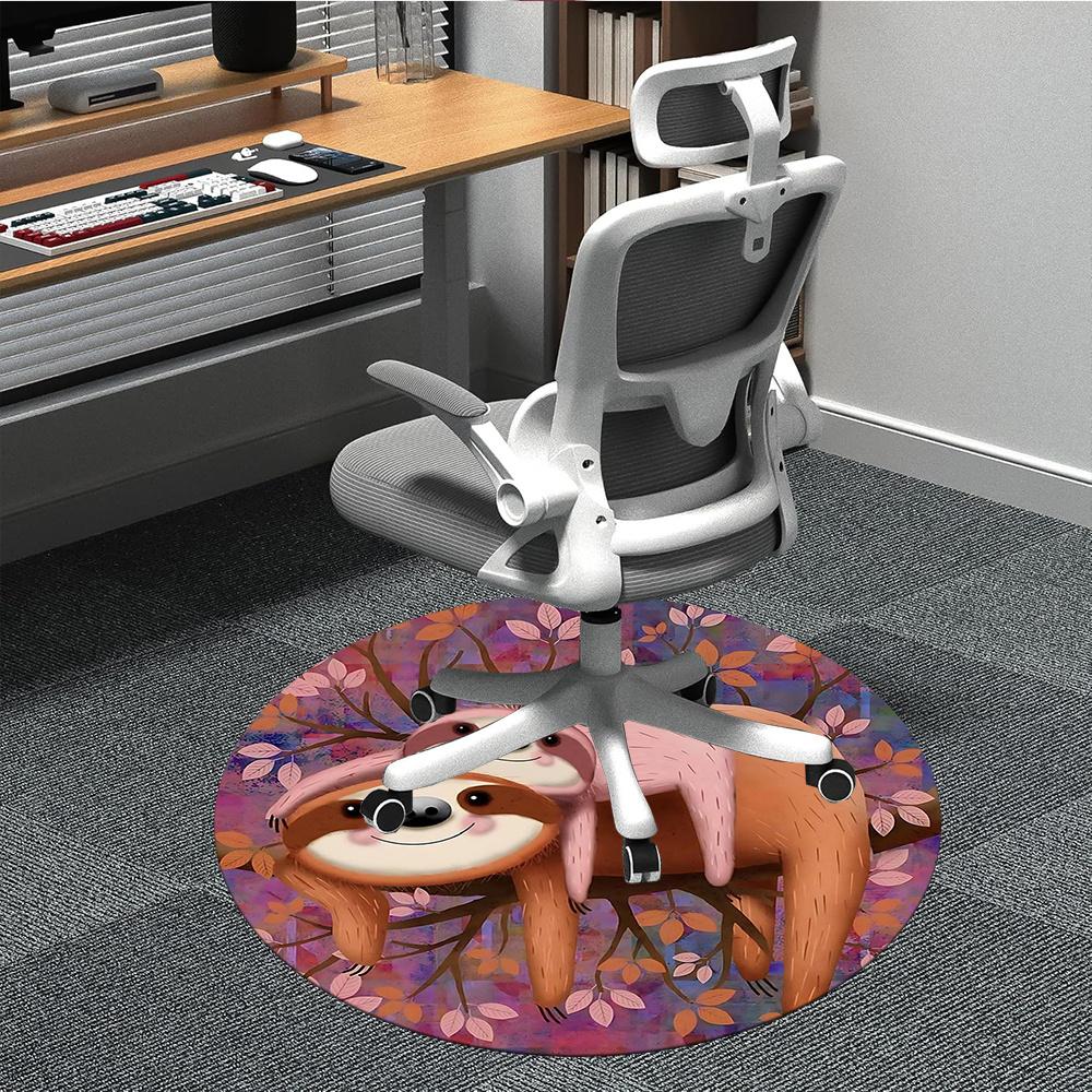 

1pcSloth Branch Office Round Area Rug, Indoor Mat Suitable ForOffice, Under Office Chairs Bedroom Living Room Home Decor, Room Deco 009 80cm by 80cm
