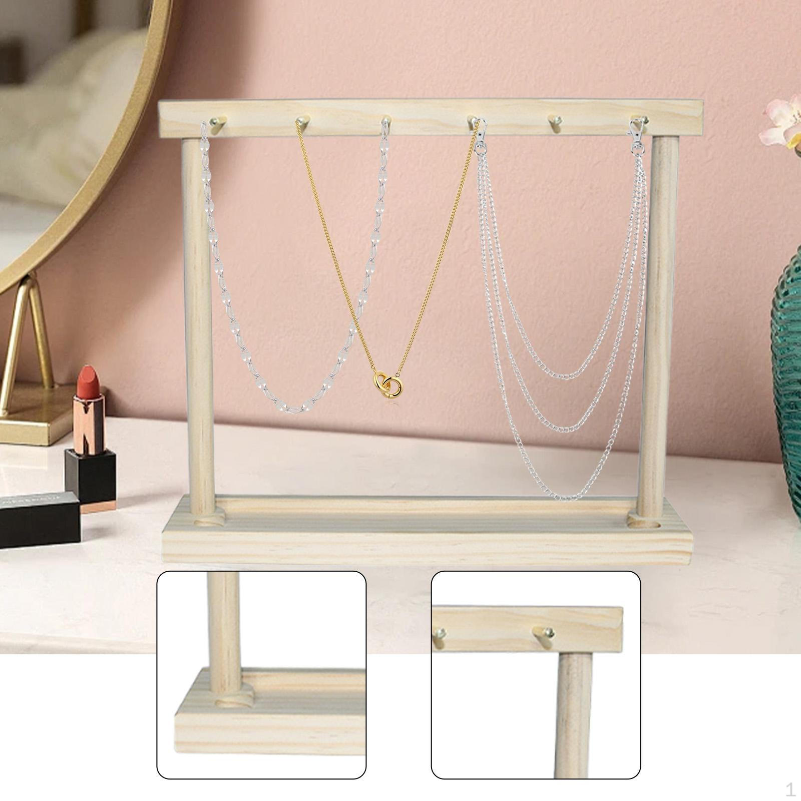 

Necklace Holder Convenient Bracelet Storage Jewelry Stand Display for Rings Pendant Wood
