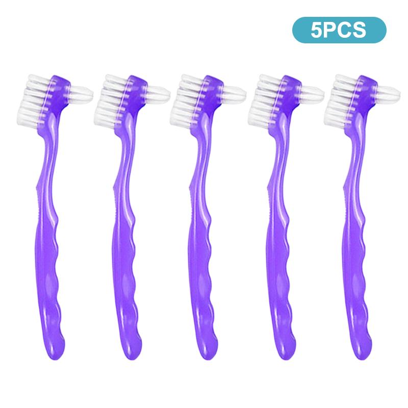 1/5Pcs Double Sided Denture Toothbrush Invisible Braces Cleaning Brush For Men Women False Teeth Brush Oral Cleaning Tools
