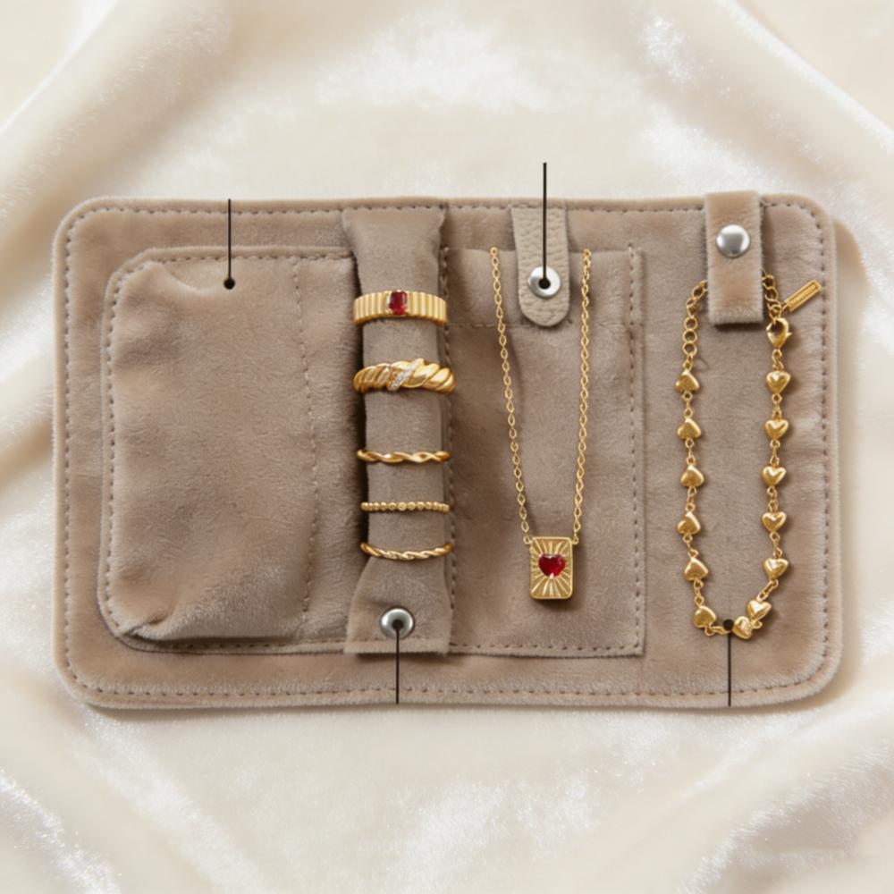 PU-Leder Schmucktasche Halsketten-Rolltasche Reise-Tragbare Schmuckaufbewahrungstasche Ring-Armband-Aufbewahrungs-Rolltasche