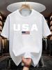 Usa Flag Graphic Tshirt Unisex United States Letter Print Short Sleeve Summer Tops Casual Patriotic Streetwear Tee
