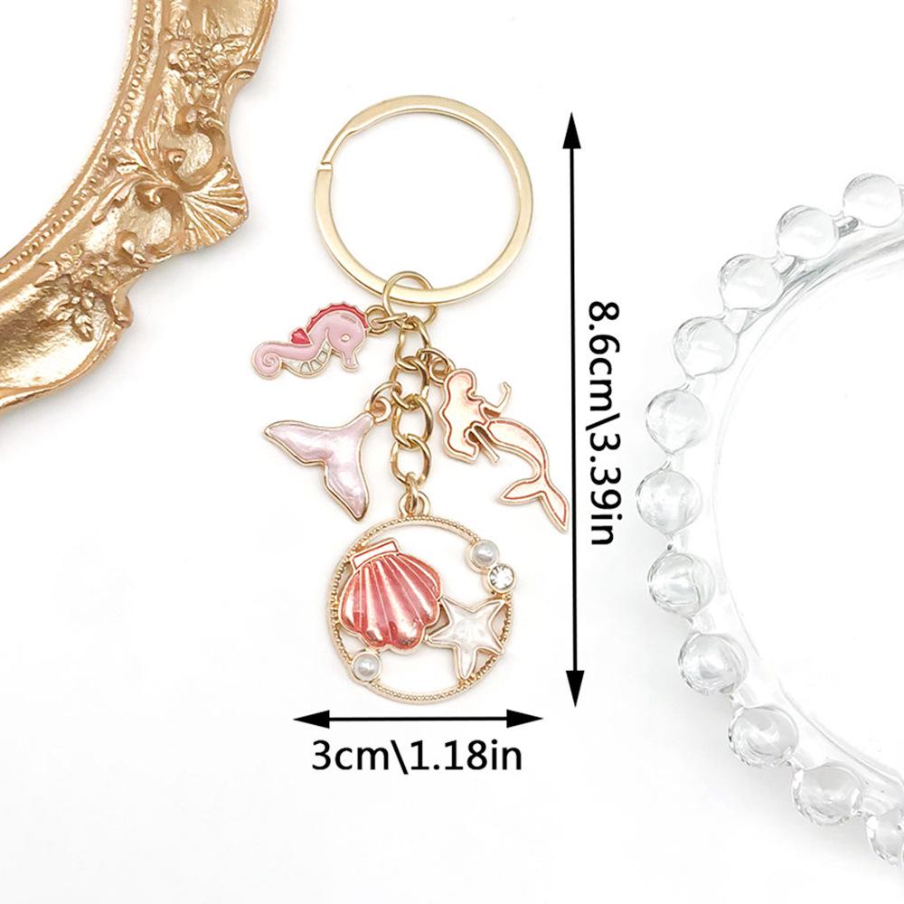 Pink Dreamy Ocean Shell Drip Oil Keychain Pendant - Creative Bag Accessory