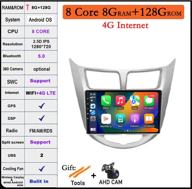 9 Lnch For Hyundai Solaris 2010 -2016 2.5D Touch Screen Car Radio Video Multimedia Navigation GPS IPS 4G Wifi Stereo Auto