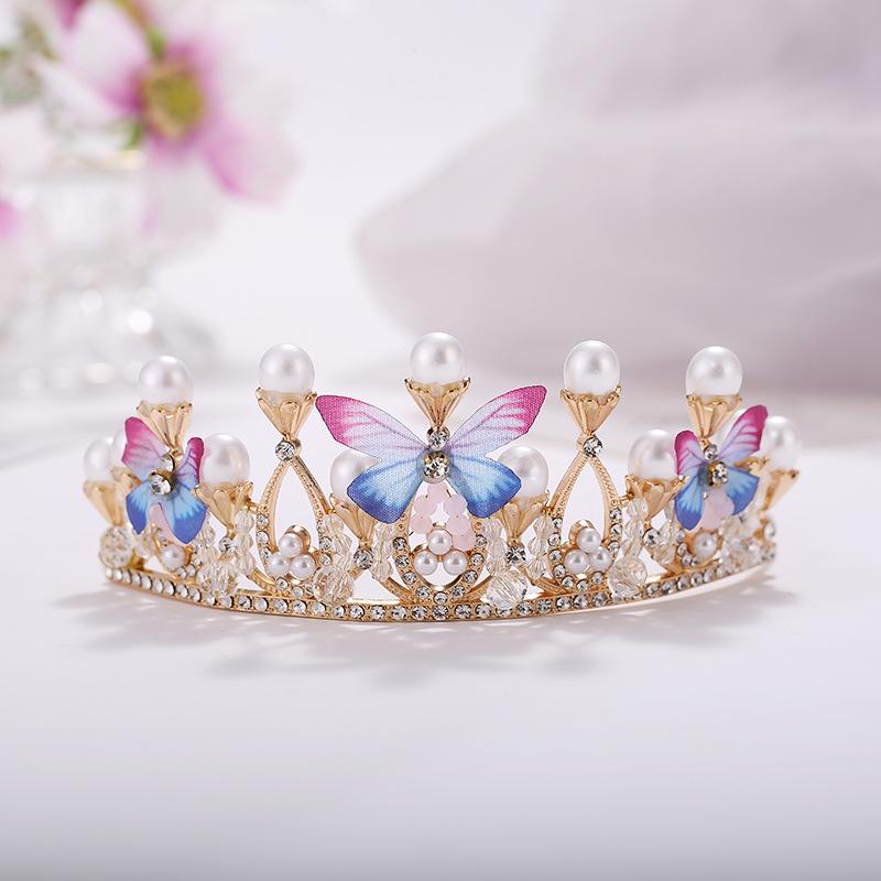 Children's Gold Princess Crown Headdress for Birthday and Fashion Shows