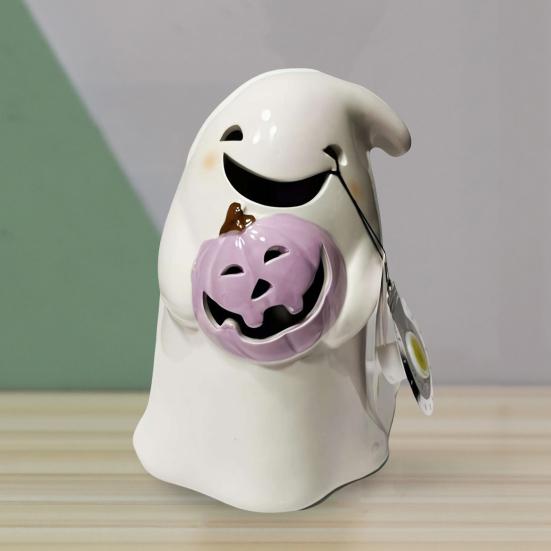 Halloween Ghost Ornaments Cute Ghost Cat Pumpkin Sculpture Spooky Resin Home Decor Desktop