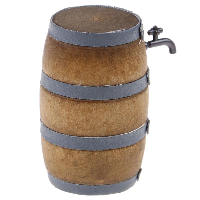 1:12 Wood Doll House Mini Furniture Accessory Beer Barrel With Water Tap