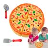 Kids Pizza Cutting Toy Kitchen Play Accessories, Pretend Cooking Food Fake Pizza Pie Playset for Kids Indoor Play