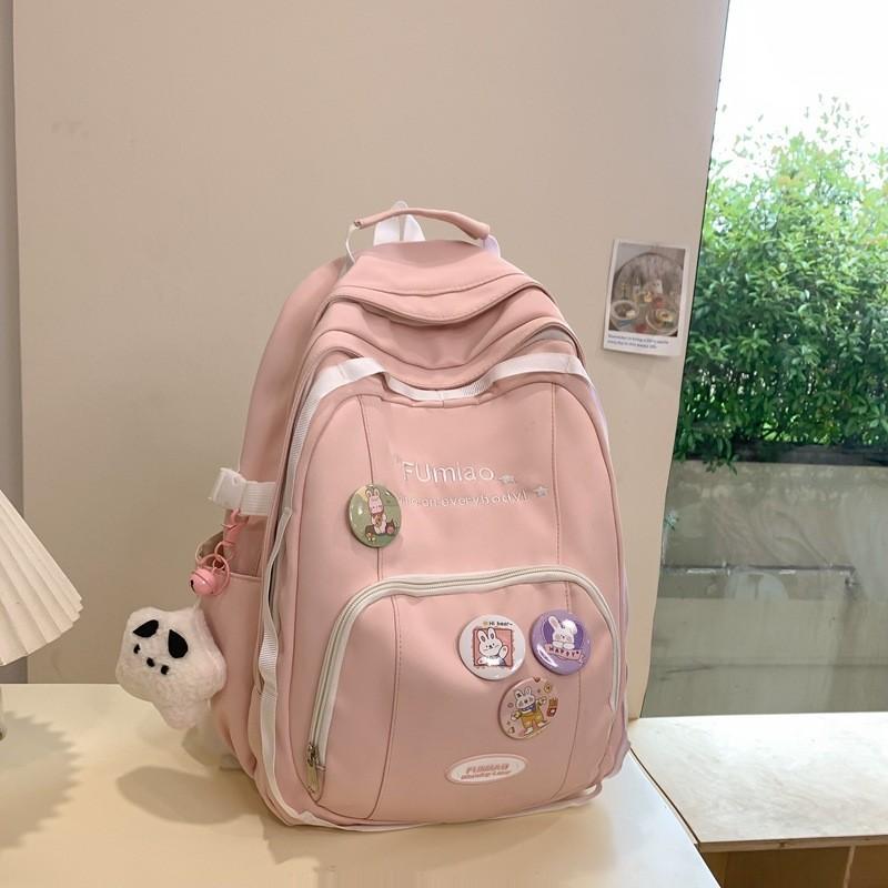 Stylish High-capacity School Backpack Fashionable Versatile Casual Lightweight Pink розовый