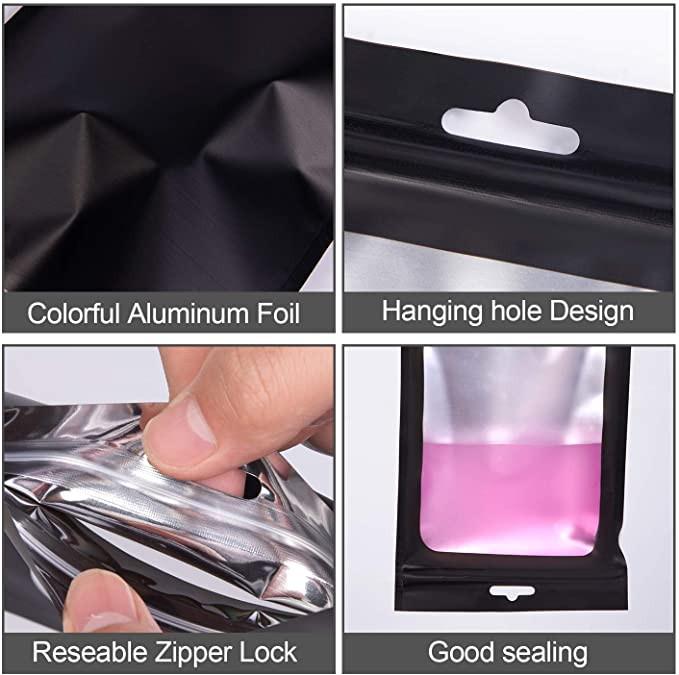 100 Pieces Resealable with Aluminum Foil Pouch Smell Proof Bag for Food Storage