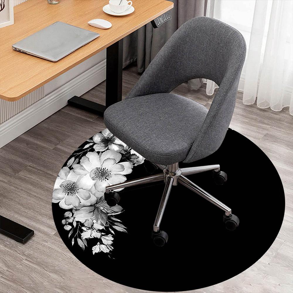 1PC flowers circle Office Round Area Rug, Under Office Chairs Bedroom Living Room Home Decor,Carpet for Office, -1110283