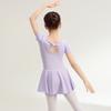 Abbigliamento Cotone Bambina Pratica Danza Ragazze Viola Manica Corta Costume Balletto Cinese