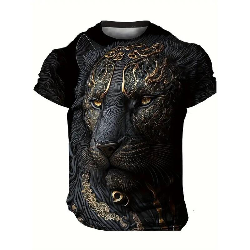 Summer Round Neck 3D Animal Print Top Fashionable Casual Short Sleeved Men's T-shirts