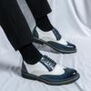 Brogue Shoes Men PU Spliced Lace Up Low Heel Business Banquet Shoes Professional Classic Men Shoes Large Sizes 38-46