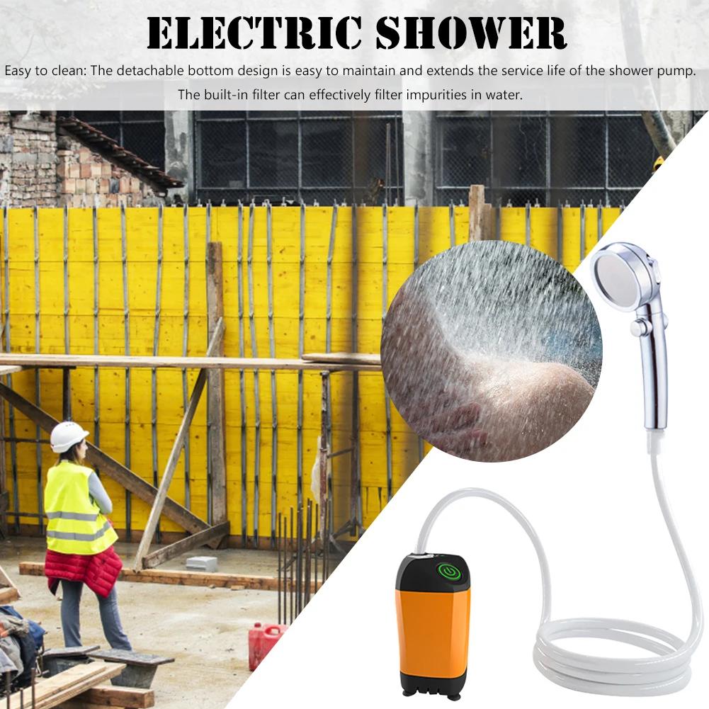 Portable Electric Shower Rechargeable Water Pump Self-Priming Shower Head for Home Dorm Camping Outdoor Bath