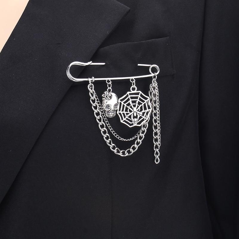 Modern Chain Lapel Pin Ornament Statement Style Badge Chain Pendant Brooches