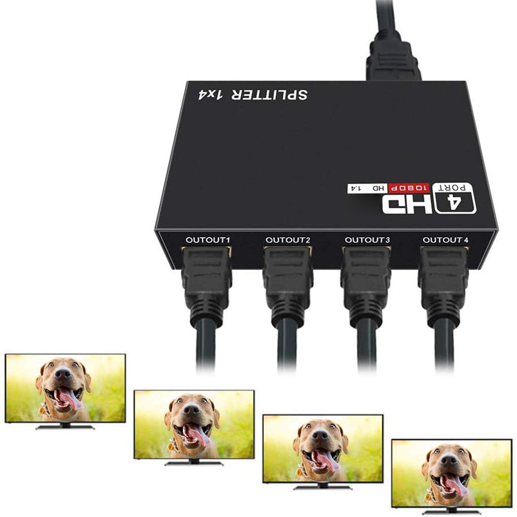 4-in-1 HDMI-kompatibler Hub-Adapter-Splitter Heim-Büro Hotel Tragbarer Computer Fernseher Konverter Elektronikzubehör