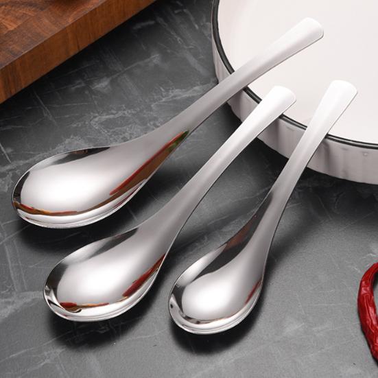 Stainless Steel Dinner Spoons Large Dessert Teaspoon with Round Edge Metal Cutlery for Home Kitchen Restaurant