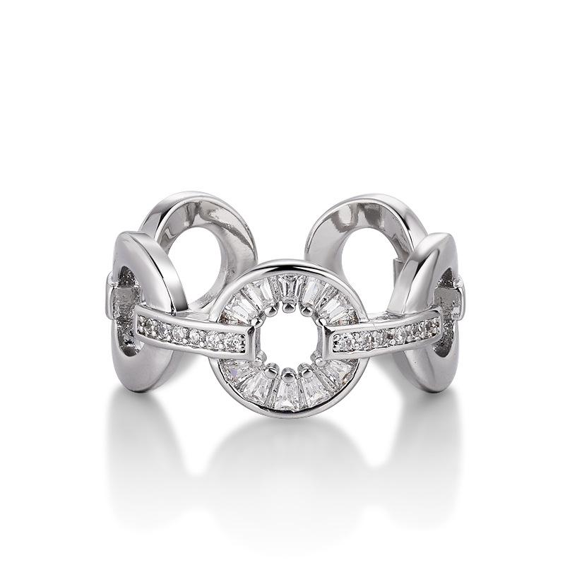 18k Plated Micro-inlaid Diamond Circle Ring Exquisite Ins Niche Non-fading Ring