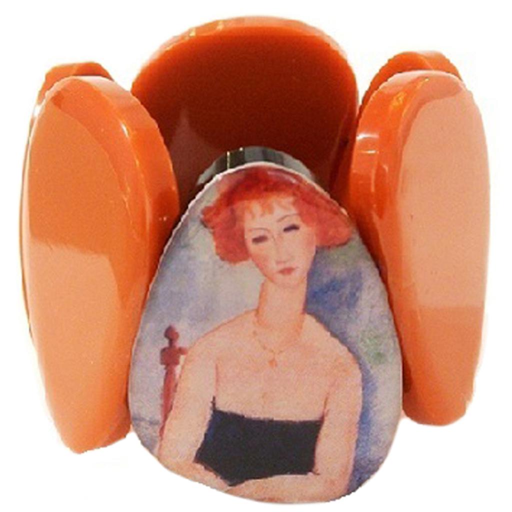 Les Trésors De Lily [R4293] - Bracelet artisanal 'Mistinguette' orange - 50 mm (Modigliani)