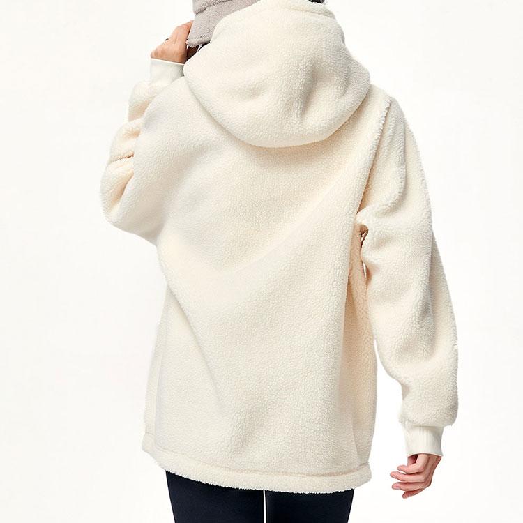 FILA Faux Lamb Wool Warm Pullover Hoodie Men hoodies White F11U149208F-IV