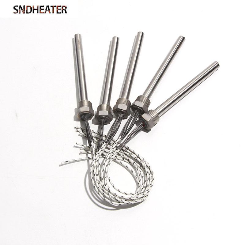 SNDHEATER 1pc 110V 220V 380V DN15/21mm Thread Cartridge Heater Single Head Heated Tube 12x100-200mm 300-1000W for Water Bucket
