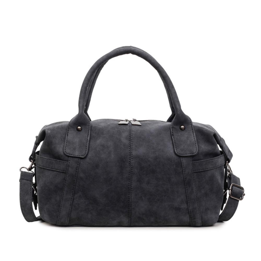 

New Frosted Texture Women Shoulder Bag Retro PU Leather Handbag Tote Bag Large Capacity Crossbody Bag School/Travel/Work чёрный