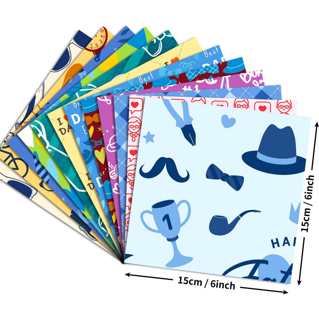 12 Pieces of Striped Father's Day Material Paper Fashion Basic Handbook DIY Background Photo Album Base Material Paper