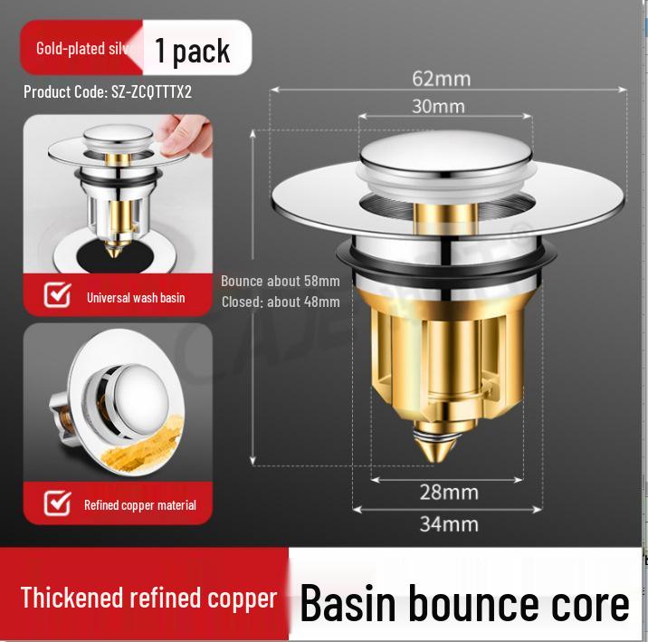 

Universal Anti-Odor Pop-Up Drain Stopper for Washbasins and Sinks